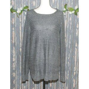 Time And Tru Ladies XL 16 18 Gray Sequin Sweater Adorable Detailed Back Winter P